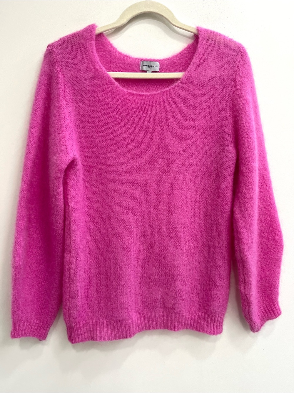 Bianco & Blu Luxury Yarn Kid Mohair Wool Knit Pink Sweater Medium